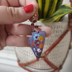 Artisan Enamel Flower Earrings
